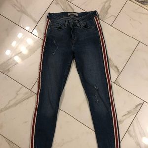 Zara Jeans with Red Stripe